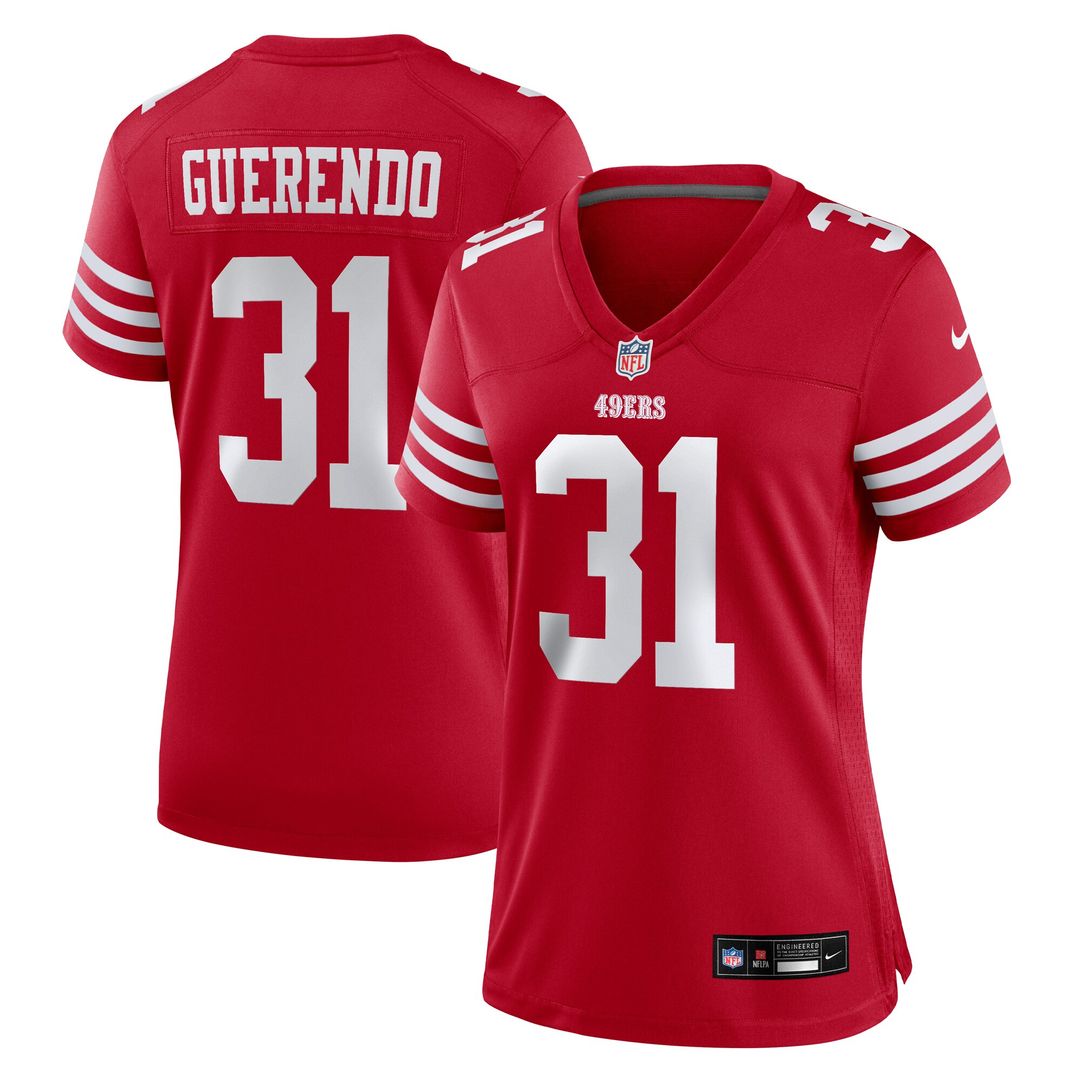 Isaac Guerendo San Francisco 49ers Nike Women's Team Game Jersey -  Scarlet