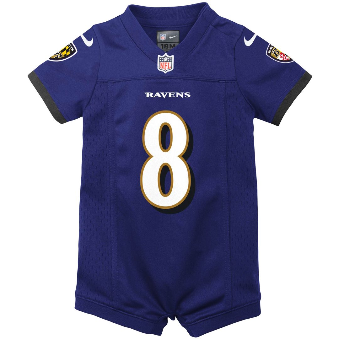 Lamar Jackson Baltimore Ravens Nike Newborn & Infant Romper Jersey - Purple