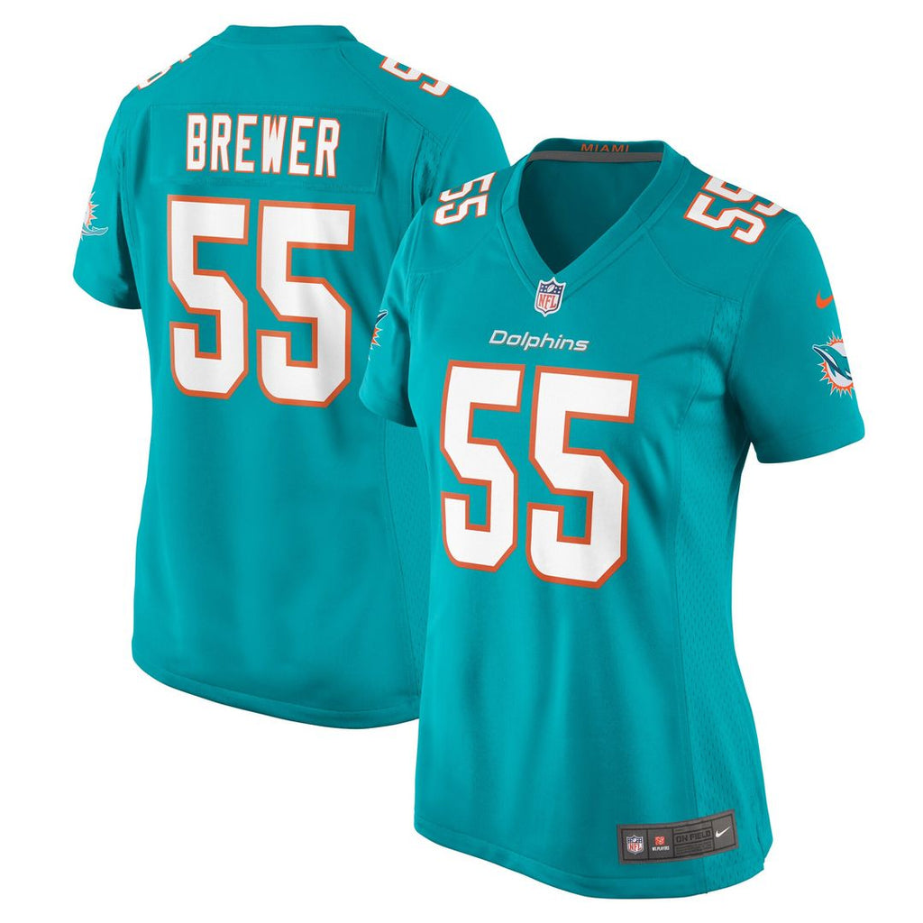 Aaron Brewer Miami Dolphins Nike Women's  Game Jersey -  Aqua