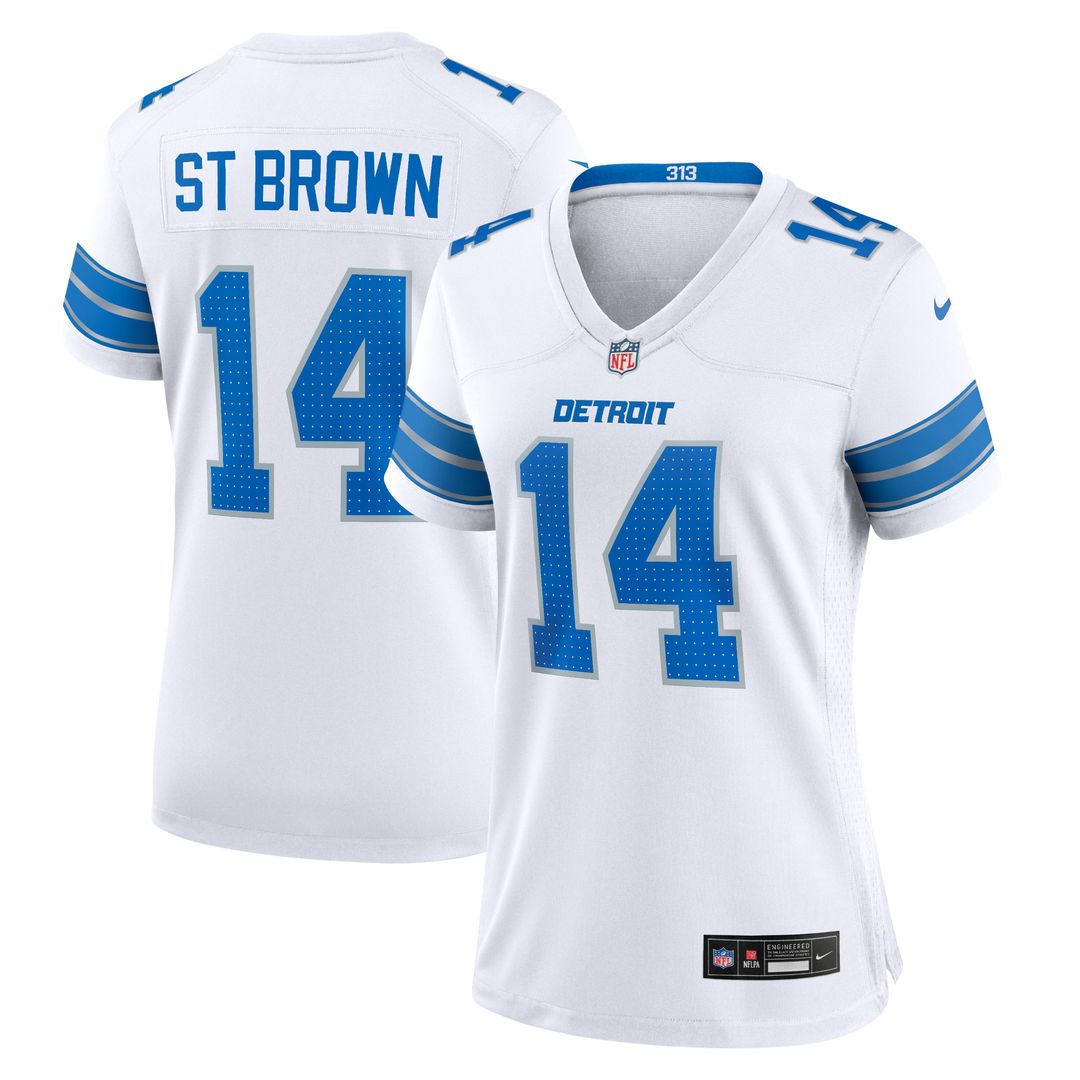 Amon-Ra St. Brown Detroit Lions Nike Women's White Game Jersey - White