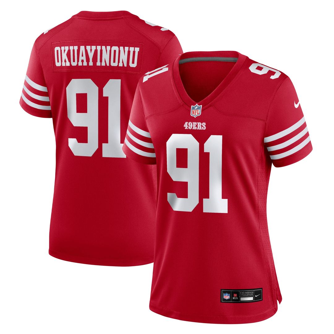 Sam Okuayinonu San Francisco 49ers Nike Women's Team Game Jersey -  Scarlet