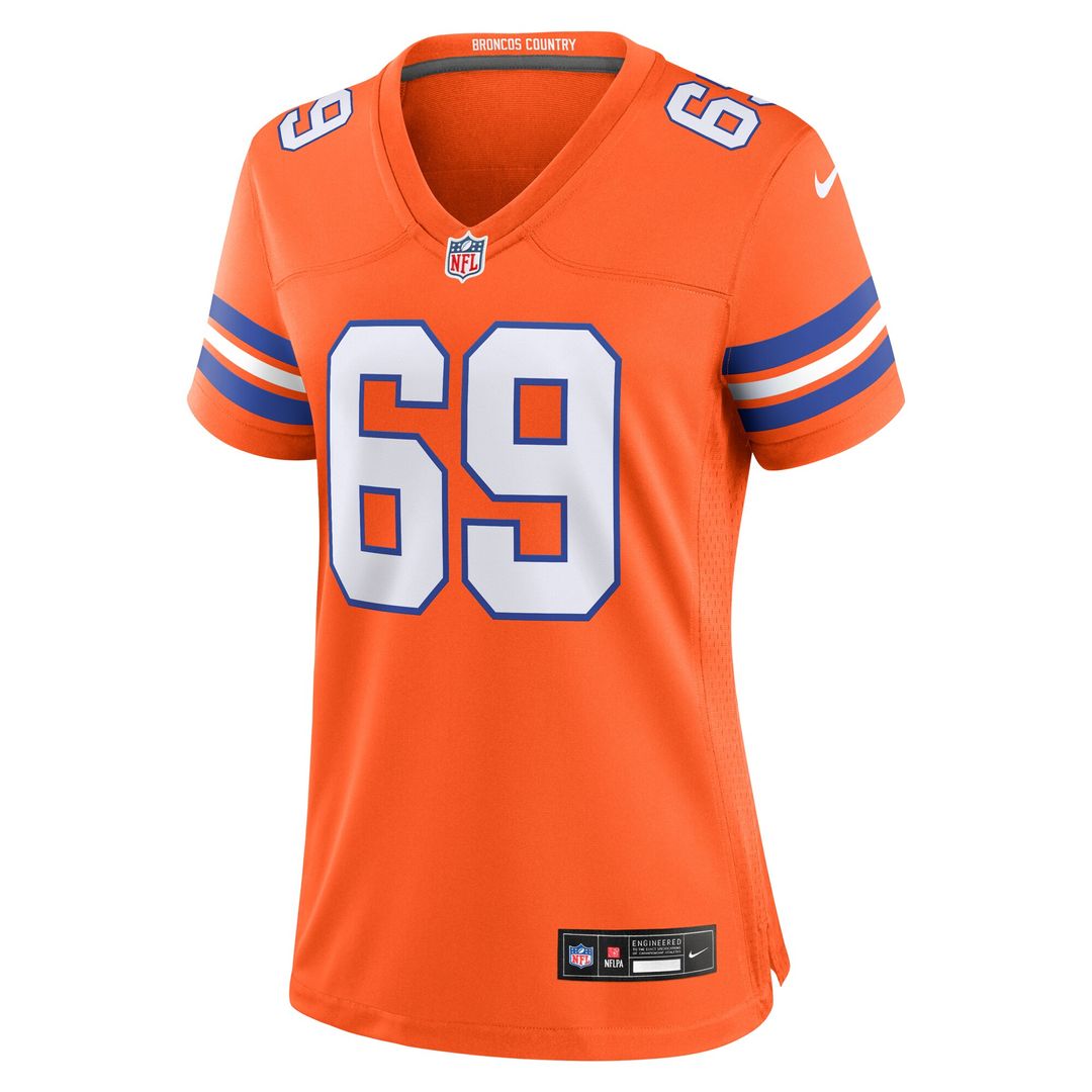 Mark Schlereth Denver Broncos Nike Women's Mile High Collection 1977 Throwback Retired Player Game Jersey - Orange