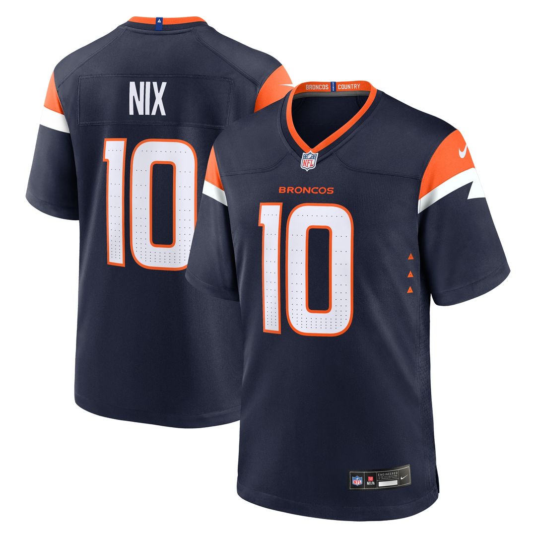 Bo Nix Denver Broncos Nike Alternate Game Jersey -  Navy