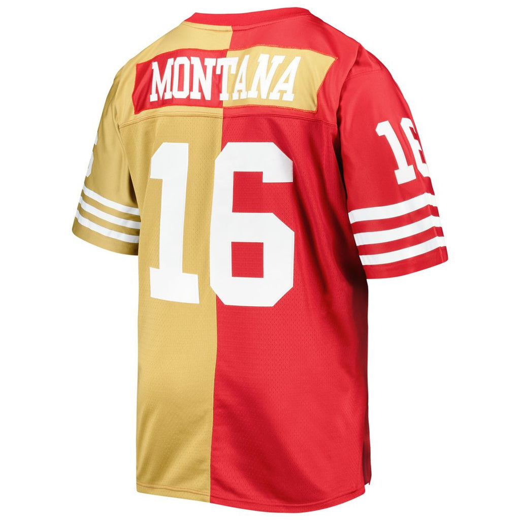 Joe Montana San Francisco 49ers Mitchell & Ness Big & Tall Split Legacy Retired Player Replica Jersey - Scarlet/Gold