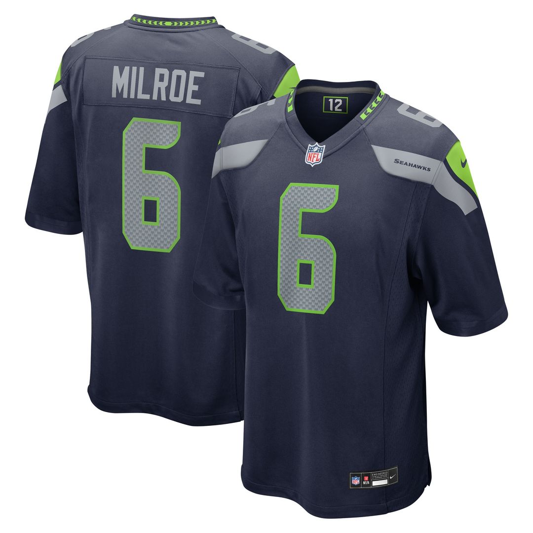 Jalen Milroe Seattle Seahawks Nike 2025 NFL Draft Game Jersey - College Navy