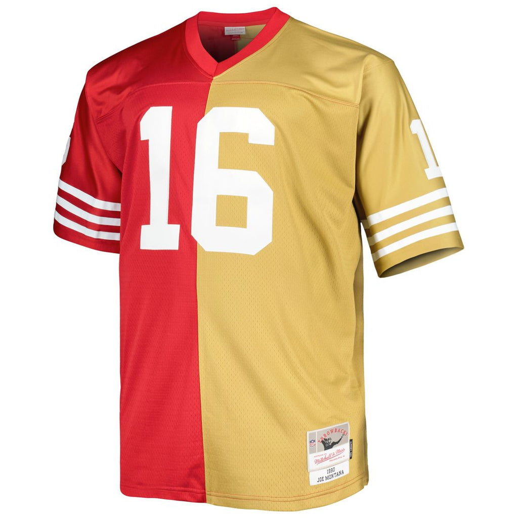 Joe Montana San Francisco 49ers Mitchell & Ness Big & Tall Split Legacy Retired Player Replica Jersey - Scarlet/Gold